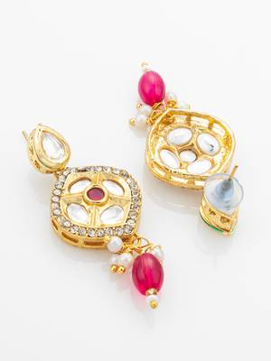 gold plated kundan long necklace set 4