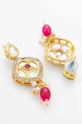 gold plated kundan long necklace set