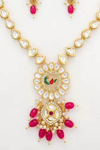 gold plated kundan long necklace set