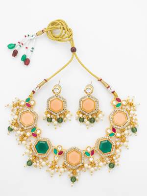 gold plated kundan choker set 2