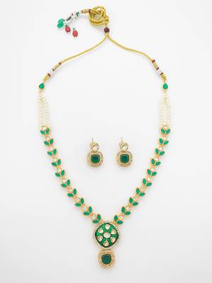 gold plated kundan pearl necklace set 2