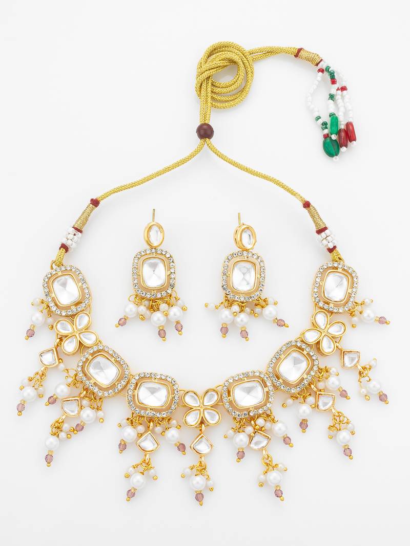 gold plated kundan choker set