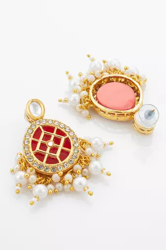 gold plated double layer kundan set