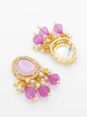 gold plated pink stone choker set 4