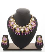 gold plated pink stone choker set