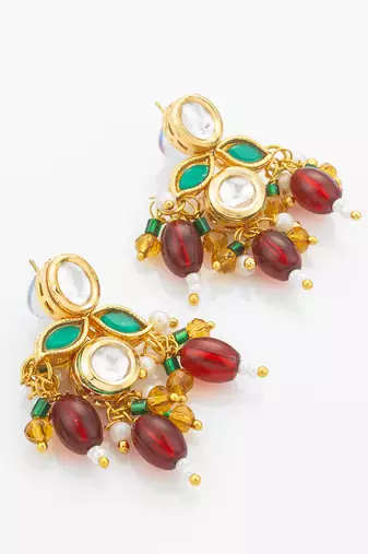 gold plated meenakari kundan set