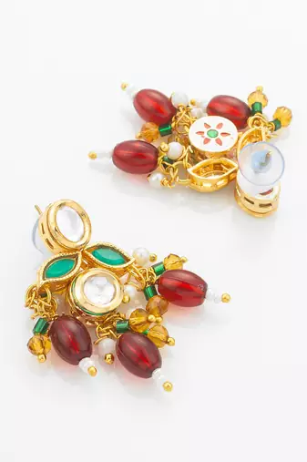 gold plated meenakari kundan set