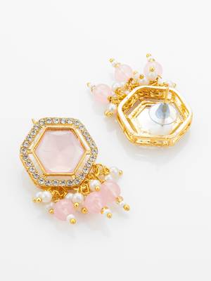 gold plated pink stone necklace set 4