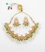gold plated green beads necklace set