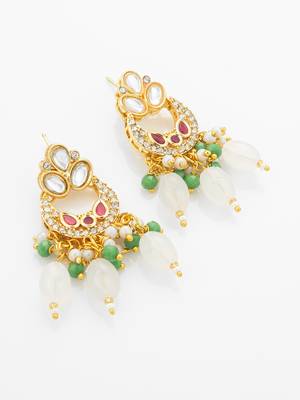 gold plated green beads necklace set 2