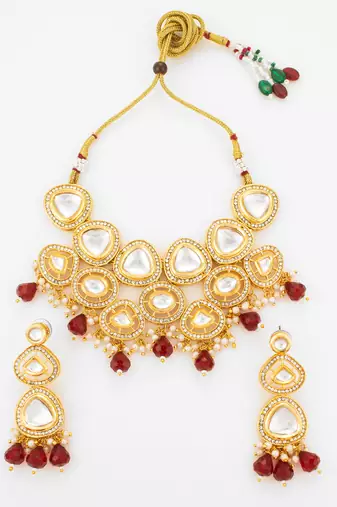 gold plated kundan choker set