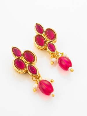 gold plated ruby pendant necklace set 3