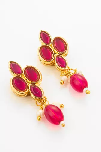 gold plated ruby pendant necklace set