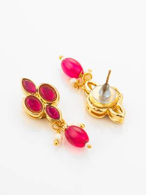 gold plated ruby pendant necklace set 4