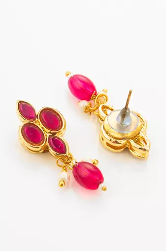 gold plated ruby pendant necklace set