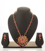gold plated ruby pendant necklace set