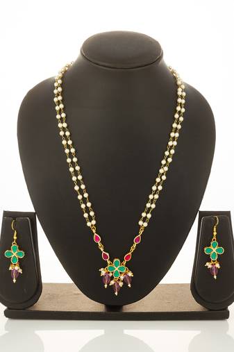 gold plated pearl layered necklace