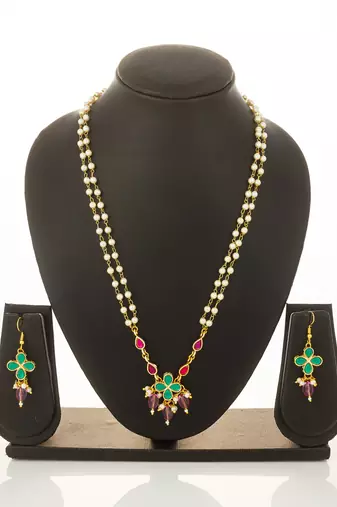 gold plated pearl layered necklace