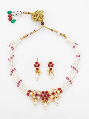 gold plated pearl necklace set 2