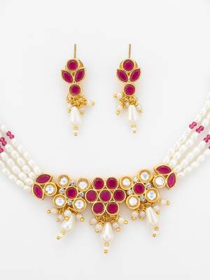 gold plated pearl necklace set 5