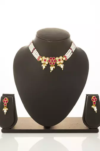 gold plated pearl necklace set