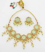 gold plated mint green choker set
