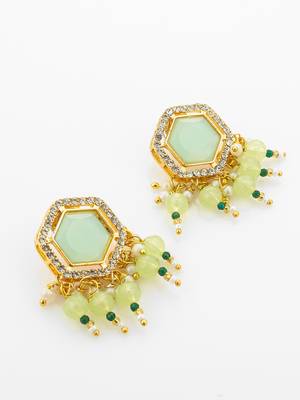 gold plated mint green choker set 2