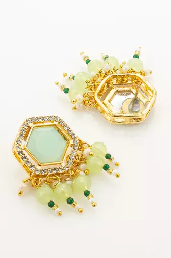 gold plated mint green choker set