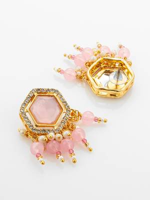 gold plated pink stone choker set 4