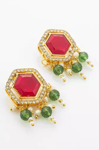 gold plated red green choker set