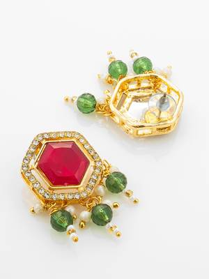 gold plated red green choker set 4