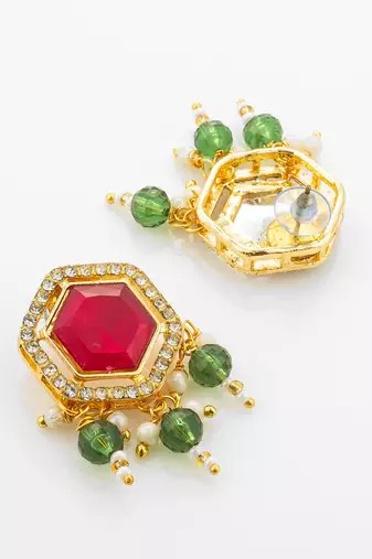 gold plated red green choker set