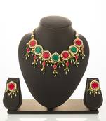 gold plated red green choker set