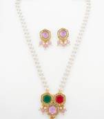 gold plated pearl string necklace set