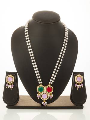 gold plated pearl string necklace set 5