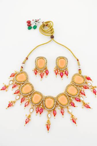 gold plated peach stone choker