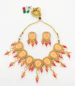 gold plated peach stone choker