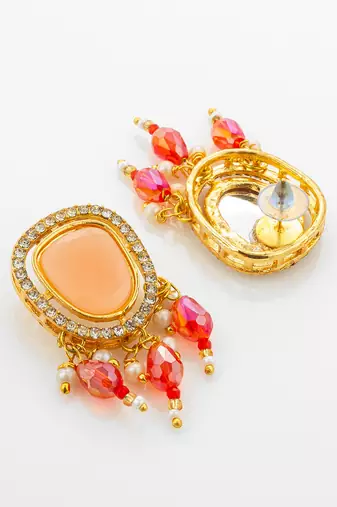 gold plated peach stone choker