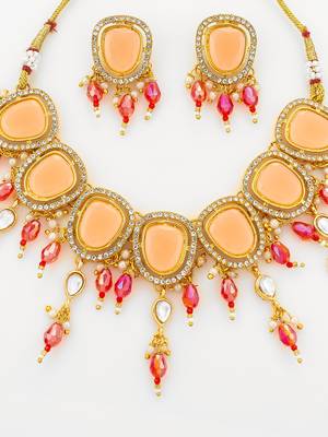 gold plated peach stone choker 4