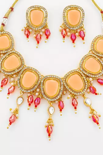 gold plated peach stone choker