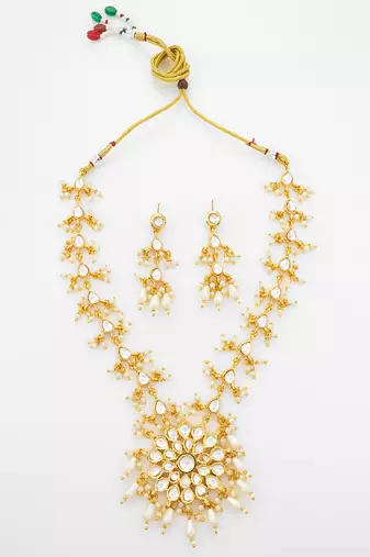 gold plated kundan long necklace set