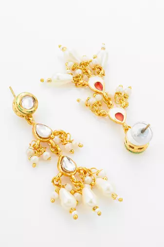gold plated kundan long necklace set