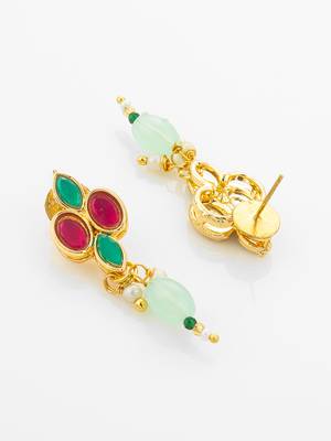 gold plated kundan stone necklace set 4