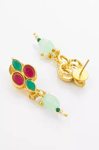 gold plated kundan stone necklace set