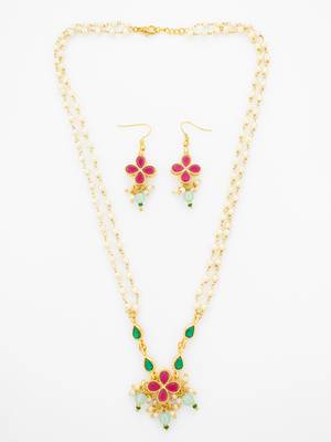 gold plated pearl chain necklace 2