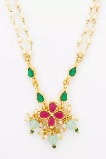 gold plated pearl chain necklace