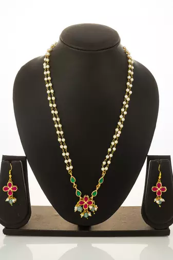 gold plated pearl chain necklace