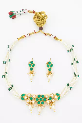 gold plated pearl bead choker
