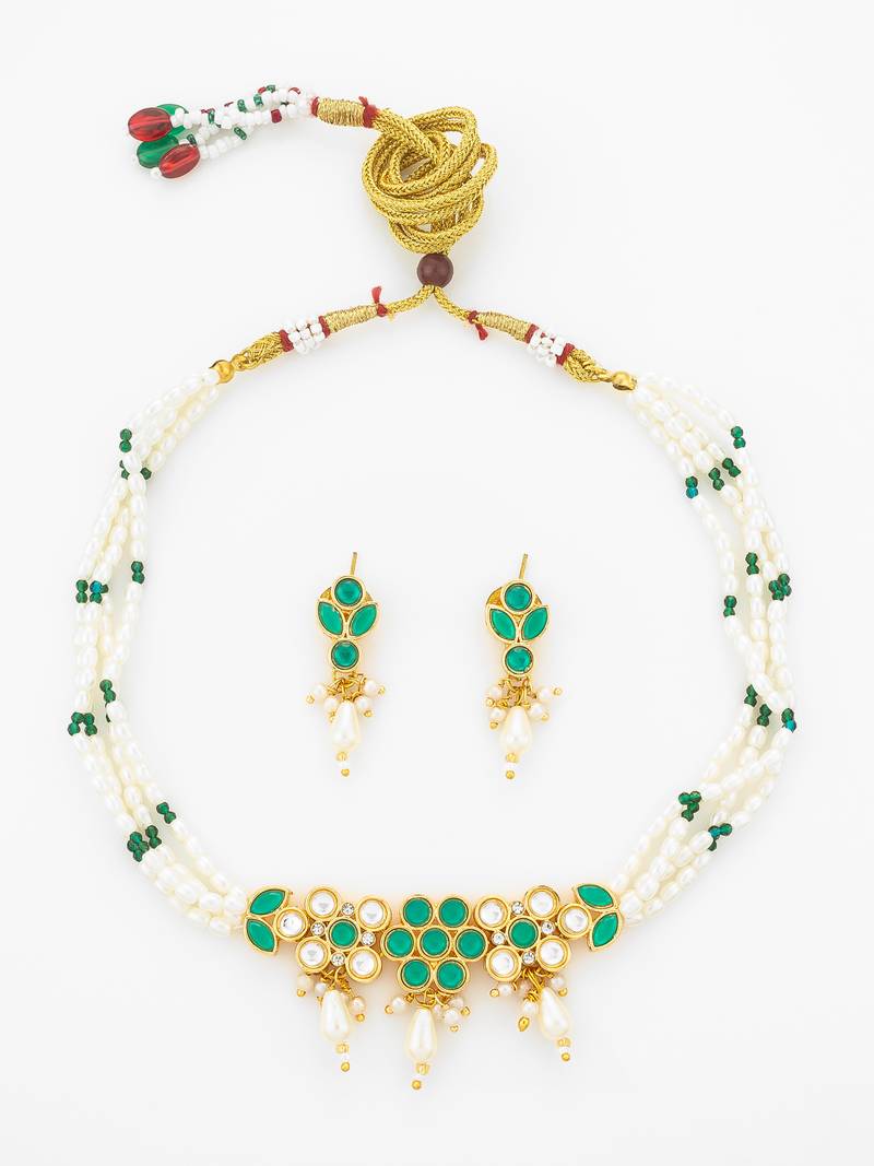 gold plated pearl bead choker