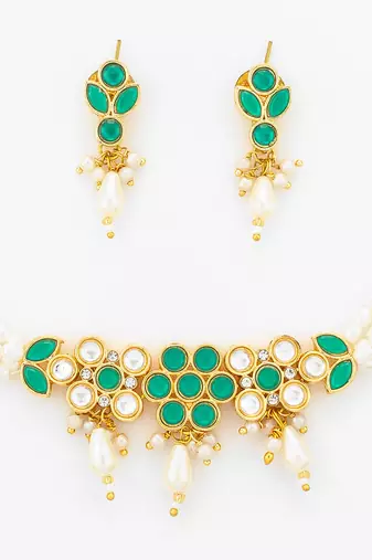 gold plated pearl bead choker